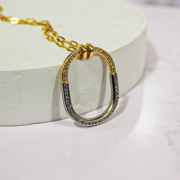 COLLAR DUPE TIFFANY PADLOCK PLATA Y DORADO