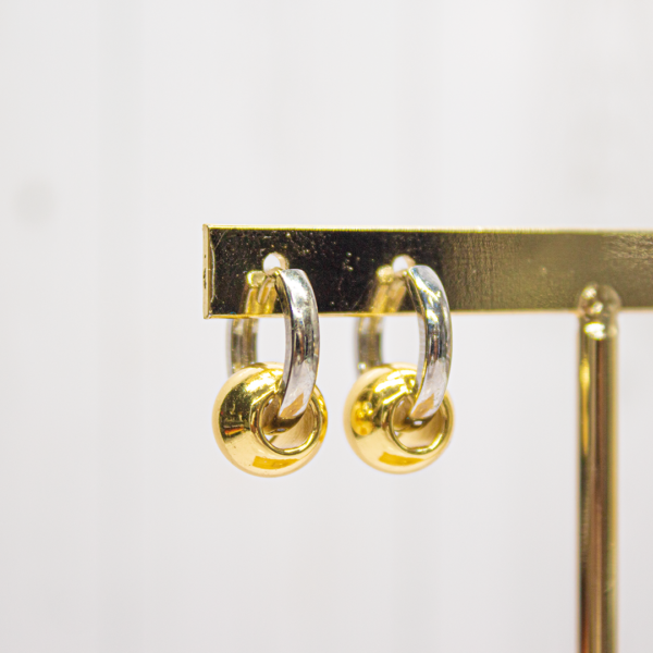 ARRACADAS PLATA MINI CON BALIN DORADO