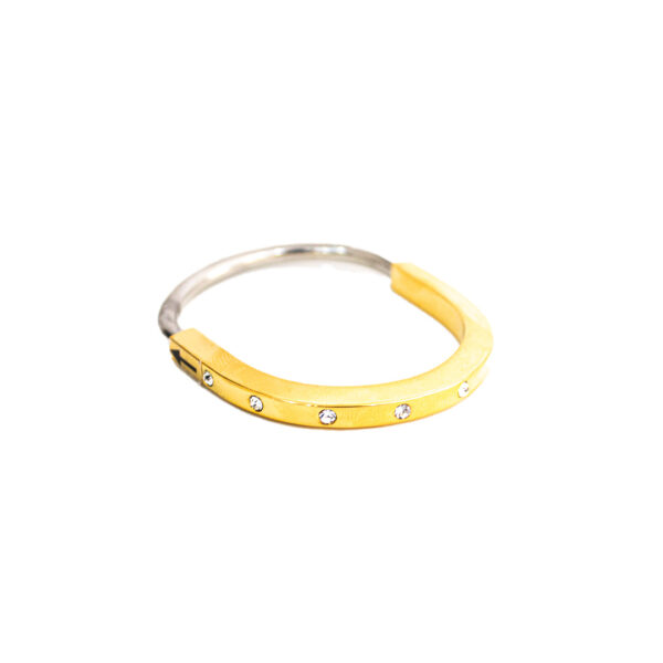 Brazalete dupe padlock plata con dorado y cristales
