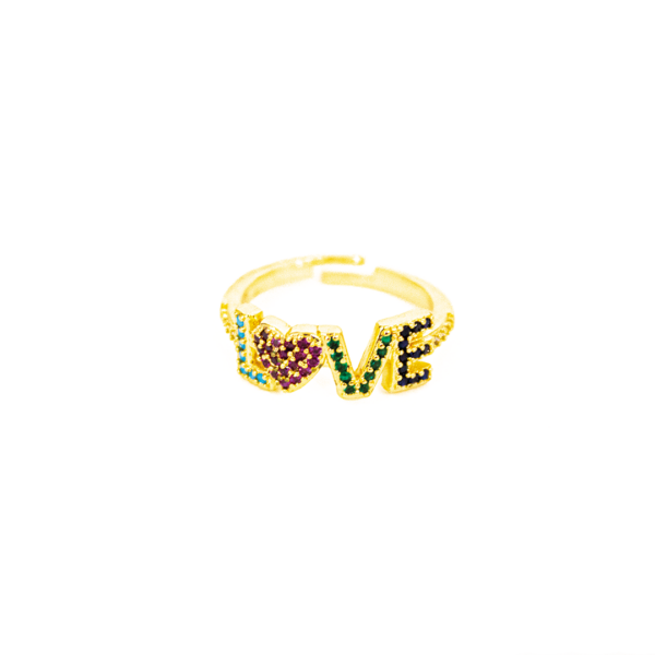 Anillo L❤VE con zirconias de colores