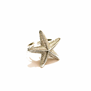 Anillo Estrella de mar plateado con cristales