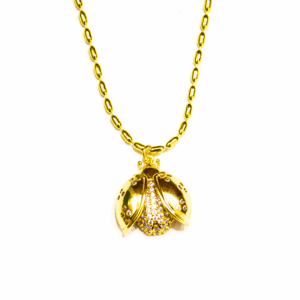 Collar catarina dorada con cristales
