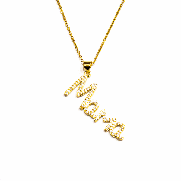 Collar Mamá dorado con cristales