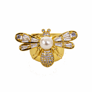 ANILLO DORADO ABEJA CON ZIRCONIAS