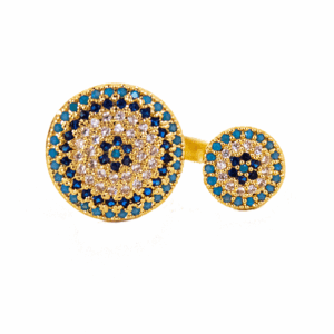 ANILLO DORADO AJUSTABLE DOBLE CIRCULOS CON ZIRCONIAS DE COLORES MINI