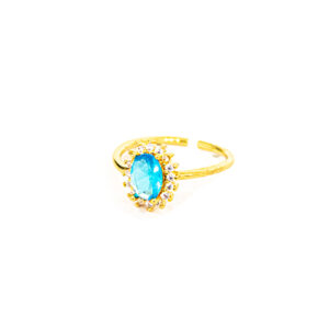 ANILLO DORADO CON PIEDRA AZUL