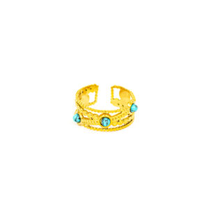 ANILLO DORADO CON PIEDRAS AZUL